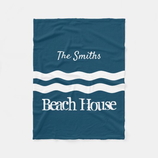 Minimale Zee Waves Nautical Coastal Fleece Deken (Voorkant)