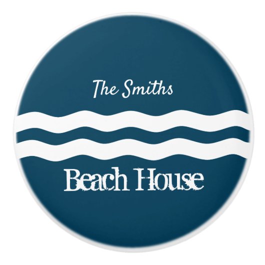 Minimale Zee Waves Nautical Coastal Keramische Knop (Voorkant)