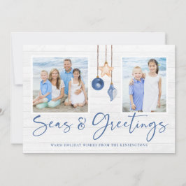 Minimale Zeeen en groeten Vruchtvakantiefoto Feestdagenkaart