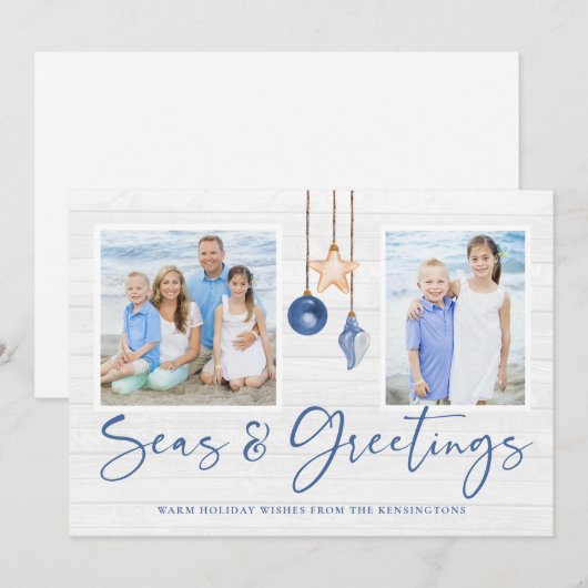 Minimale Zeeen en groeten Vruchtvakantiefoto Feestdagenkaart (Voorkant / Achterkant)
