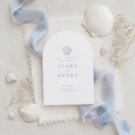 Minimale Zeehuwelijk Kust Bruiloft Save the Date Kaart