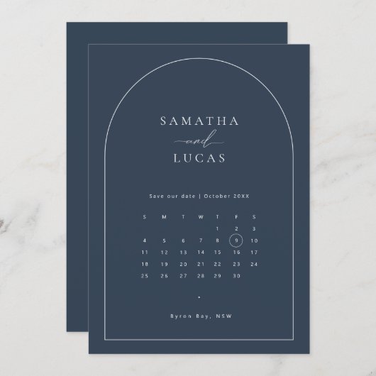 Minimale zeemijlkalender Sla de datum op Kaart (Voorkant / Achterkant)