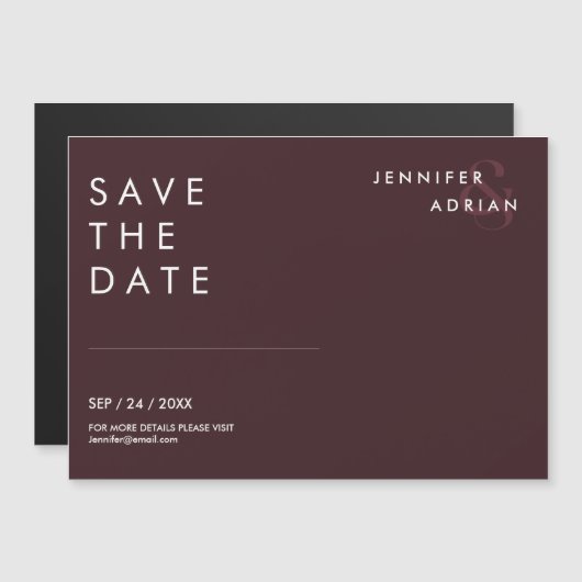 Minimale zegelbruine moderne bruiloft bespaart de  (Voorkant / Achterkant)