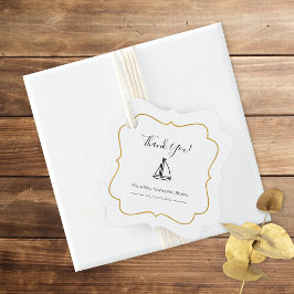 Minimale zeilboot met Gold Lijst Wedding Bedankjes Labels