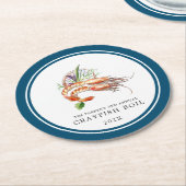 Minimale zeilboot | Ocean Blue Ronde Kartonnen Onderzetter (Gebogen)