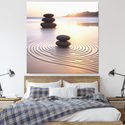 Minimale Zen-tuin Canvas Afdruk (Insitu (Slaapkamer))