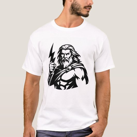 Minimale Zeus in zwart-wit T-shirt (Voorkant)