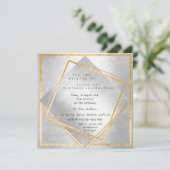 Minimale Zilver Geometry Gold Square Birthday Part Kaart (Staand voorkant)