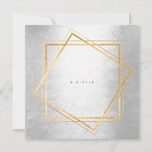 Minimale Zilver Geometry Gold Square Birthday Part Kaart (Achterkant)