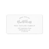 Minimale zilver Let op ons nieuwe adres Etiket (Voorkant)