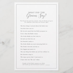 Minimale zilver wat de Groom Say Shower Game deed Flyer