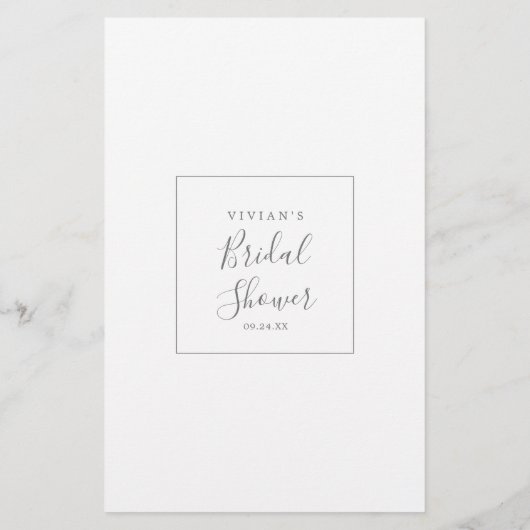 Minimale zilver wat de Groom Say Shower Game deed Flyer (Achterkant)