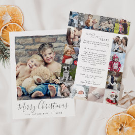 Minimale zilver wat een jaar foto-inkuilkerst feestdagenkaart