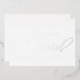 Minimale zilver zult u mijn bruidsmeisje voorstel folie uitnodiging