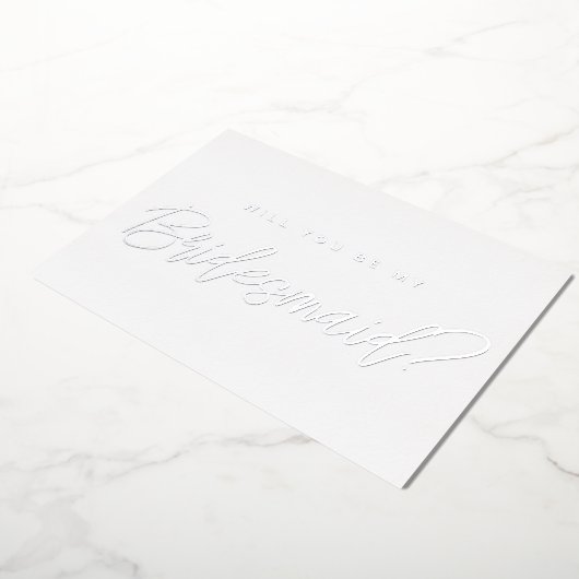 Minimale zilver zult u mijn bruidsmeisje voorstel  folie uitnodiging (Gedraaid)
