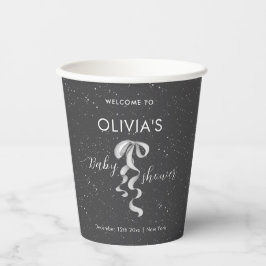 Minimale Zilveren Boog Winter Sneeuw Baby Shower W Papieren Bekers