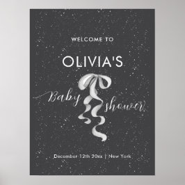 Minimale Zilveren Boog Winter Sneeuw Baby Shower W Poster