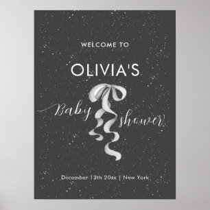 Minimale Zilveren Boog Winter Sneeuw Baby Shower W Poster