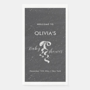 Minimale Zilveren Boog Winter Sneeuw Baby Shower W Servet