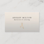 Minimale zilveren Faux Gold Scissors Hair Stylist Visitekaartje (Voorkant)