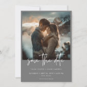 Minimale Zilveren Grijs Modern Fotobruiloft Save The Date (Voorkant)