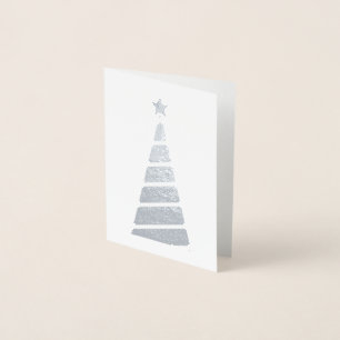 Minimale zilveren kerstboom folie kaarten