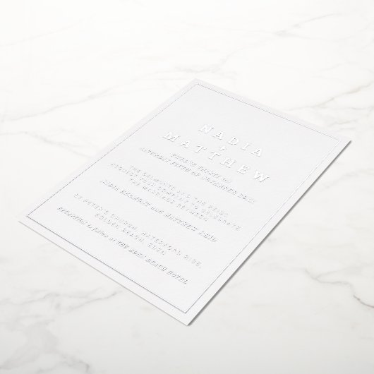 Minimale zilverfolie op witte verticale tekstbruil folie uitnodiging (Gedraaid)