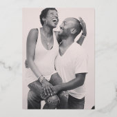 Minimale zilverfolie op witte verticale tekstbruil folie uitnodiging (Achterkant)