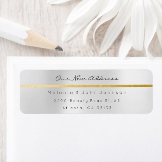 Minimale zilvergrijze stalen goud - nieuw adres RS Etiket (Insitu)