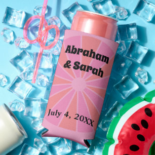 Minimale zomerroze pompelmoessons voor de bruiloft seltzer blikjeskoeler