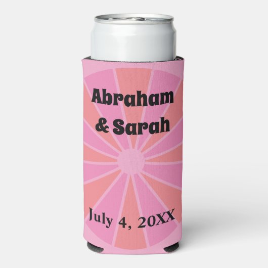 Minimale zomerroze pompelmoessons voor de bruiloft seltzer blikjeskoeler (Seltzer Achterkant)