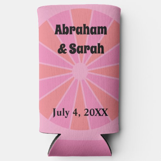 Minimale zomerroze pompelmoessons voor de bruiloft seltzer blikjeskoeler (Voorkant)