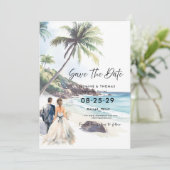 Minimale zomervakantiebestemming save the date (Staand voorkant)