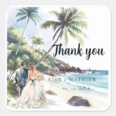 Minimale zomervakantiebestemming vierkante sticker (Voorkant)