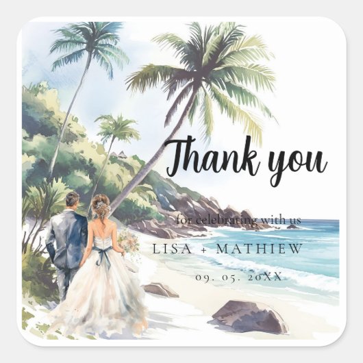 Minimale zomervakantiebestemming vierkante sticker (Voorkant)