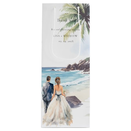 Minimale zomervakantiebestemming wijn cadeautas (Voorkant)