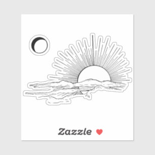 Minimale zon en maan esthetische Sticker