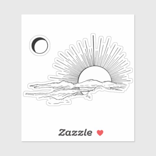 Minimale zon en maan esthetische Sticker (Vel)