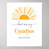 Minimale zon hoeveel snoepjes baby shower poster (Voorkant)
