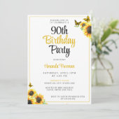 Minimale zonnebloem 90ste verjaardag kaart (Staand voorkant)