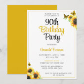Minimale zonnebloem 90ste verjaardag kaart (Voorkant / Achterkant)