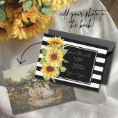 Minimale zonnebloem Black Stripe Weddenfoto Save The Date