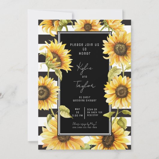 Minimale zonnebloem Black Stripe Weddenschap Showe Kaart (Voorkant)