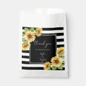 Minimale zonnebloem Black White Stripe Wedding Bedankzakje (Voorkant)