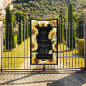 Minimale zonnebloem Black White Stripe Wedding Spandoek