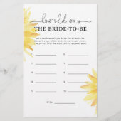 Minimale zonnebloem Hoe oud was de bruid? (Voorkant)