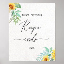 Minimale zonnebloem laat je receptkaart hier achte poster