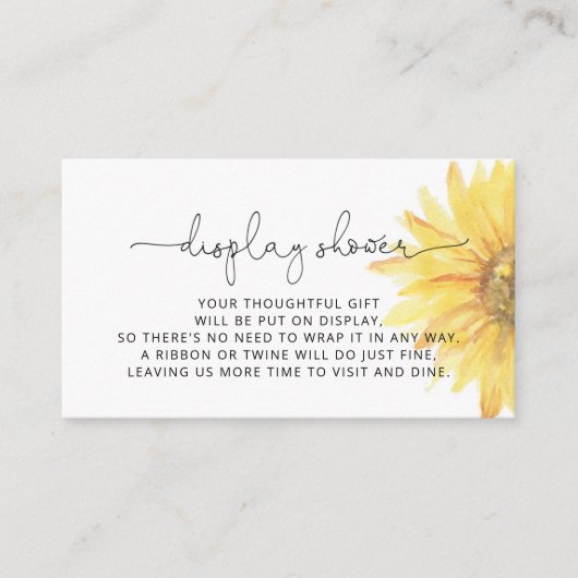 Minimale zonnebloempitekaart voor douchekaart informatiekaartje (Voorkant)