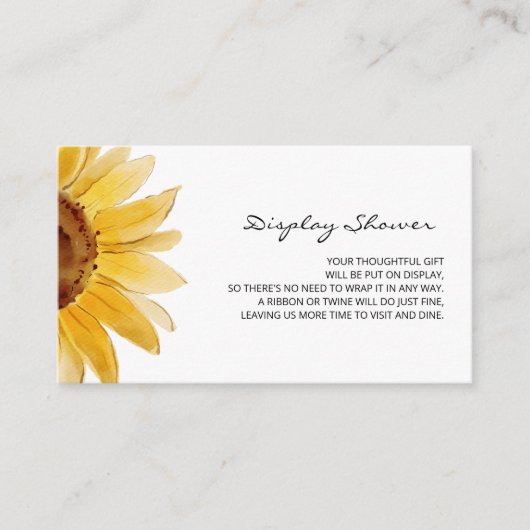 Minimale zonnebloempitekaart voor douchekaart informatiekaartje (Voorkant)