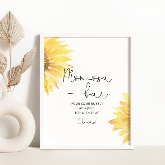 Minimale zonnebloempitten baby shower Momosa bar P Poster